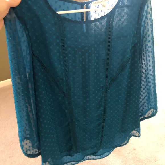 Teal blue sheer shirt with lining - Picture 3 of 6